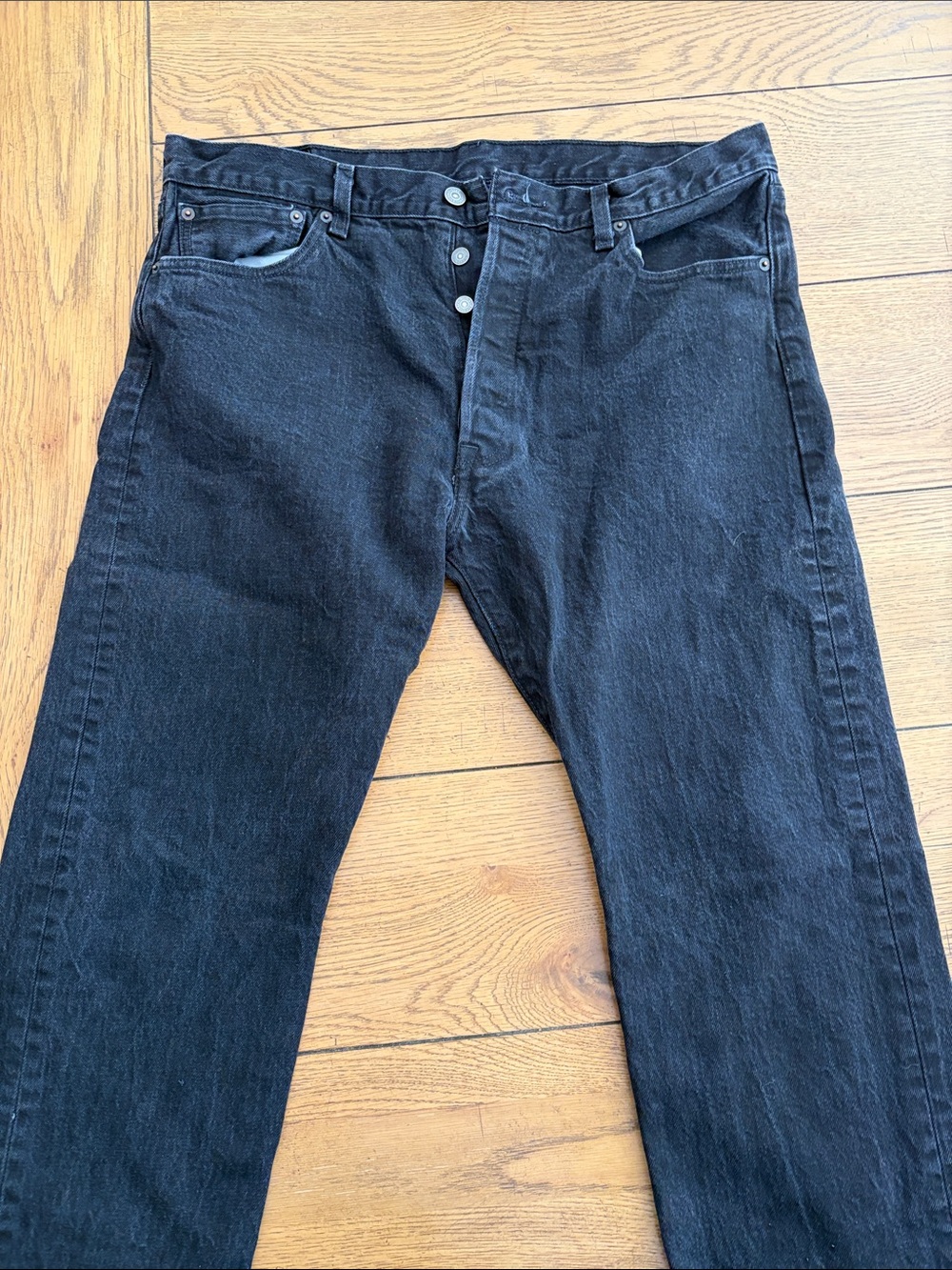 Levi's Men's Black Straight Jeans with Button-Fly